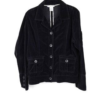 CAbi Black Button-Up velvet Jacket Size Large utility corpcore minimalist grunge